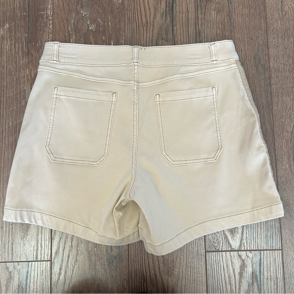 Spanx Stretch Twill Shorts Khaki Large - Picture 2 of 8